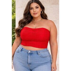 SHEIN NWT Orange Ribbed Bandeau Crop Top Plus Size 3X
